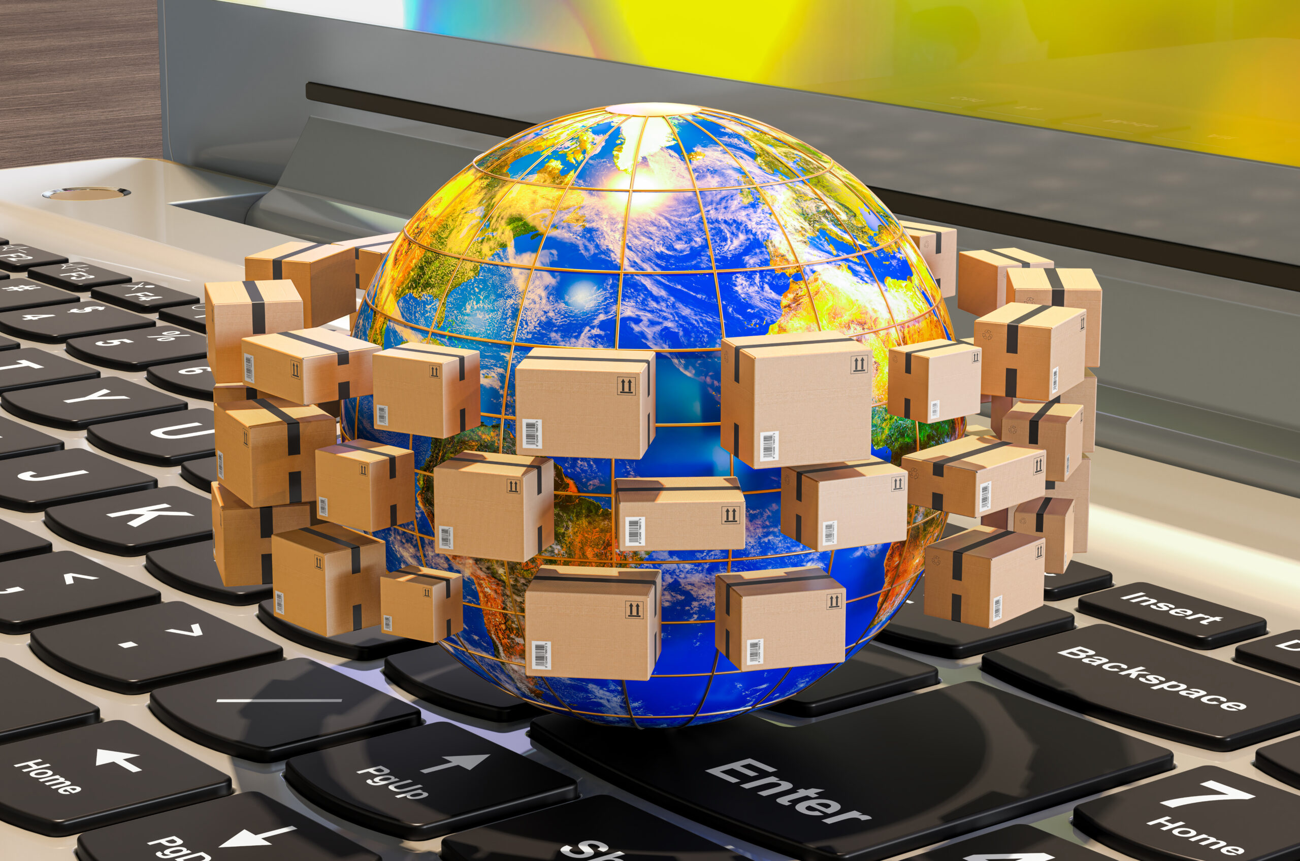 Küresel e-ticaret ve kargo teslimat konsepti